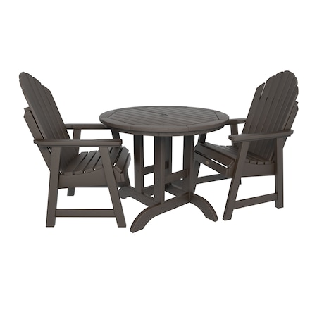 Highwood Usa Hamilton 3pc Round Outdoor Patio Furniture Dining Set AD-DNA36-ACE